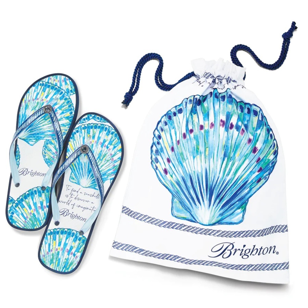 Brighton Calypso Shell Surf Wedge Flip Flop Sandals